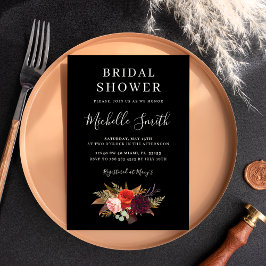 Black Floral Bridal Shower  Einladung