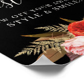 Black Floral Bridal Shower Guest Book Sign Poster (Ecke)