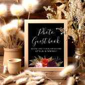 Black Floral Bridal Shower Guest Book Sign Poster