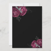Black Floral Burgundy Peonies Wedding Einladung (Rückseite)