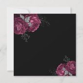 Black Floral Burgundy Peonies Wedding Einladung (Rückseite)