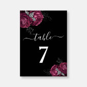 Black Floral Burgundy Peonies Wedding Tischnummer