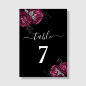 Black Floral Burgundy Peonies Wedding Tischnummer