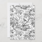 Black Floral Chinoiserie Hochzeitsfeier Tischnumme Einladung (Rückseite)