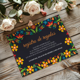 Black Floral Colorful Botanical Spanish Wedding Begleitkarte