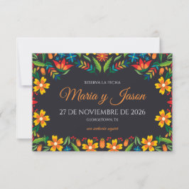 Black Floral Colorful Botanical Spanish Wedding Save The Date