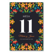 Black Floral Colorful Botanical Spanish Wedding Tischnummer (Vorderseite)