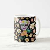 Black Floral Drollery Floral von Natalie Schorr Kaffeetasse (VorderseiteRechts)