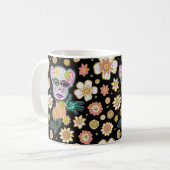 Black Floral Drollery Floral von Natalie Schorr Kaffeetasse (Vorderseite Links)