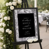 Black Floral Elegant Wedding Welcome Sign Poster