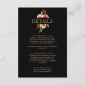 Black Floral Floral Fall Boho Hochzeitsdetails Begleitkarte (Vorderseite)