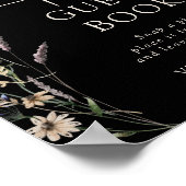 Black Floral Foto Guest Book Poster (Ecke)