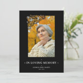 Black Floral Frame Elegant Photo Funeral (Stehend Vorderseite)
