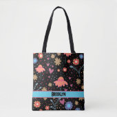 Black Floral Fun Boho Inspirivity Toag Tasche (Vorderseite)