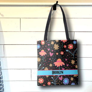 Black Floral Fun Boho Inspirivity Toag Tasche