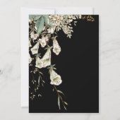 Black Floral Garland Script Elegante Hochzeit Einladung (Rückseite)