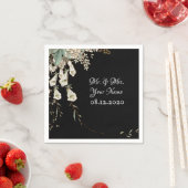 Black Floral Garland Script Elegante Hochzeit Serviette (Beispiel)