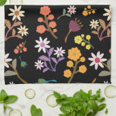 Black Floral  Geschirrtuch (Gefaltet)