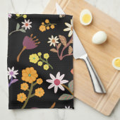 Black Floral  Geschirrtuch (Viertel Falte)