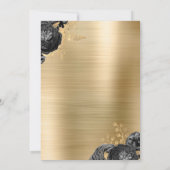 Black Floral Gold Glam Wedding Save the Date Einladung (Rückseite)