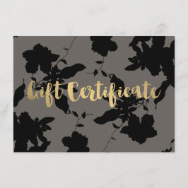 Black Floral Gold Text Grau Geschenkgutschein