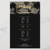Black Floral Gold Text Makeup Artist Grau Flyer (Vorne)