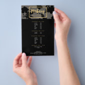 Black Floral Gold Text Makeup Artist Grau Flyer (Handgriff)