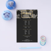 Black Floral Gold Text Makeup Artist Grau Flyer (Einzeln)