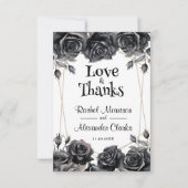 Black Floral Gothic Wedding Danke Karten (Vorderseite)