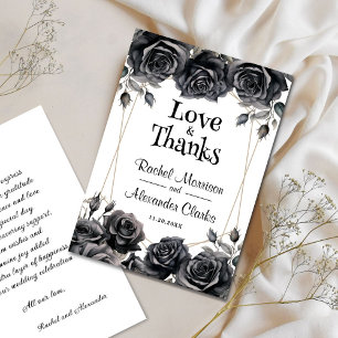 Black Floral Gothic Wedding Danke Karten