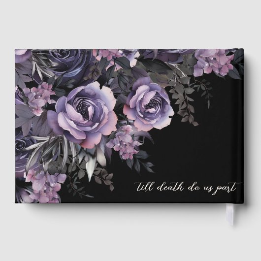 Black Floral Gothic Wedding Gästebuch (Rückseite)