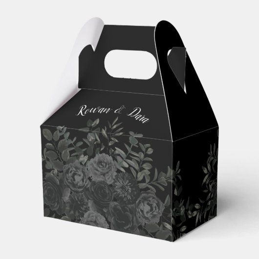 Black Floral Gothic Wedding Geschenkschachtel (Vorderseite)