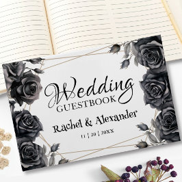 Black Floral Gothic Wedding Guest Book Gästebuch