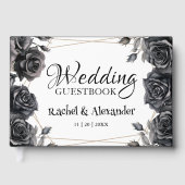 Black Floral Gothic Wedding Guest Book Gästebuch (Vorderseite)