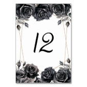Black Floral Gothic Wedding Tischnummer (Vorderseite)