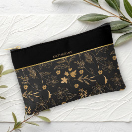 Black Floral Grace Maid of honor Accessory Pouch Zubehörtasche