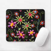 Black Floral Grow Kindness Fun Mousepad (Mit Mouse)