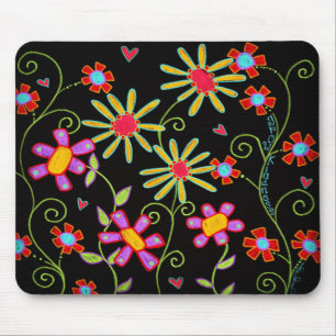 Black Floral Grow Kindness Fun Mousepad