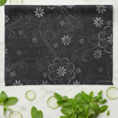 Black Floral Kitchtuch Geschirrtuch (Gefaltet)