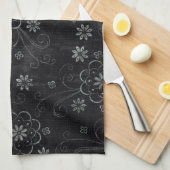 Black Floral Kitchtuch Geschirrtuch (Viertel Falte)