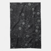 Black Floral Kitchtuch Geschirrtuch (Vertikal)