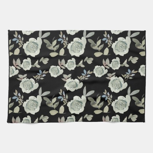 Black Floral Kitchtuch Geschirrtuch (Horizontal)