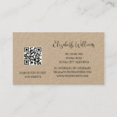 Black Floral Line Art Botanical QR-Code Visitenkarte (Rückseite)