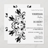 Black Floral Mandala Einladung (Vorne/Hinten)