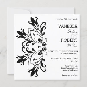 Black Floral Mandala Einladung
