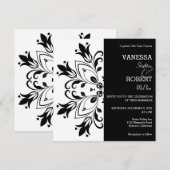 Black Floral Mandala Einladung (Vorne/Hinten)