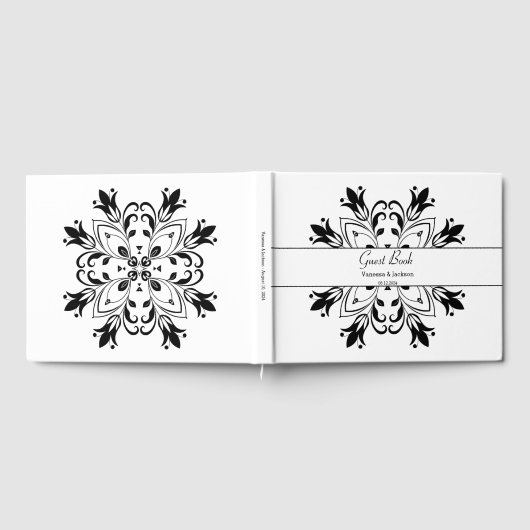 Black Floral Mandala Gästebuch (Voll)