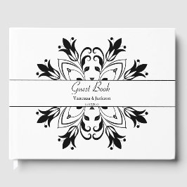 Black Floral Mandala Gästebuch
