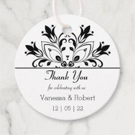 Black Floral Mandala Geschenkanhänger