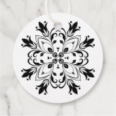 Black Floral Mandala Geschenkanhänger (Rückseite)